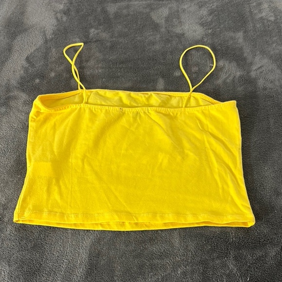 Bright Yellow Spaghetti Strap Crop Top‎ - Picture 2 of 3